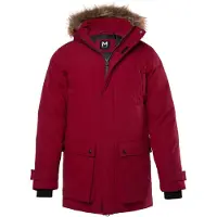 Men Plus - Heren - Functionele parka capuchon met imitatiebont - Bordeauxrood - Maat 6XL