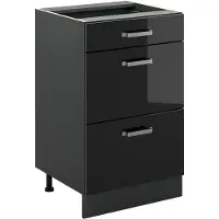 Vicco Keukenonderkast R-Line, Zwart hoogglans/Antraciet, 50 cm zonder werkblad