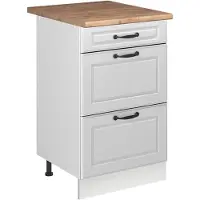 Vicco Keukenonderkast R-Line, Wit landelijk/Wit, 50 cm goudkleurig eiken werkblad