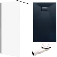 Badland Ketil Vidar doucheset 150 x 90 cm zwart - walk-in douchewand met douchebak