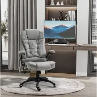 STILVORA Bureaustoel 68 x 72 x 110-120 cm - Met Massage- En Warmtefunctie - Ergonomisch En Hoogteverstelbaar - Polyester Grijs
