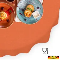 ANRO Tafelkleed Oranje linnenlook Meerkleurig Ovaal 280x140cm Rechte rand Afwasbaar Waterafstotend
