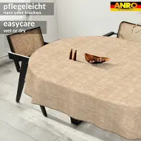 ANRO Tafelkleed Effen linnenlook Meerkleurig Ovaal 260x140cm Met sierband Afwasbaar Waterafstotend