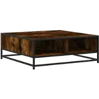 vidaXL Salontafel 80x80x30 cm bewerkt hout en metaal gerookt eiken