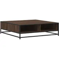vidaXL Salontafel 100x100x30 cm bewerkt hout en metaal bruin eiken