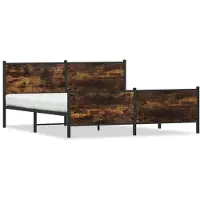 vidaXL Bedframe zonder matras metaal gerookt eikenkleurig 193x203 cm