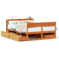 vidaXL Bedframe zonder matras massief grenenhout wasbruin 135x190 cm