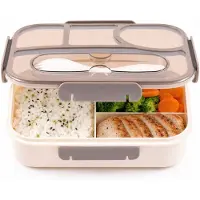 VHV -Bento Lunchbox PP - Verdeelde Lunchtrommel voor Gezonde Maaltijden - Magnetronbestendige Maaltijdbox met Bestek - Lekvrije Bento Box voor Werk en School