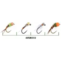 GARBOLINO Nymphe Set X4 met tungsten - Soort : Middelgrote en Grote Rivieren - Getint (troebel) Water