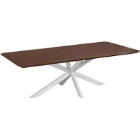 QUVIO Eettafel Sofia - Rechthoekig - Witte kruispoot - FSC-gecertificeerd mangohout - 220x110 cm - Bruin