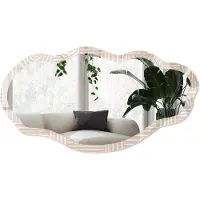 Wallfluent Beige Geometrie Spiegel - Beige Moderne Rechthoekige Wandspiegel - Organische Spiegel - Woonkamer - Geometrisch - 45x90 cm - Totale afmeting 52x97 cm