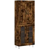 vidaXL Hoge kast 69,5x34x180 cm bewerkt hout gerookt eikenkleurig