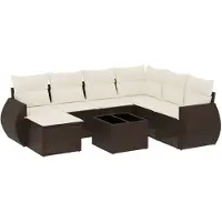 vidaXL 8-delige Loungeset met kussens poly rattan bruin