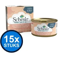 Schesir 15x Kitten Care 3-12 blik gelei kip&aloe 85gr