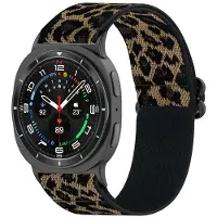 Strap-it elastisch bandje Nylon geschikt voor Samsung Galaxy Watch 9 (40/44mm) / Watch 8 (40/44mm) / Classic (46mm) - Luipaard