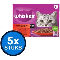 Whiskas 5x - 1+ Pouch Adult Saus Classic Selectie Multipack (12x85g) - Kattenvoer Natvoer - 1.02 kg