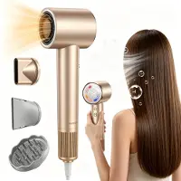 Teendow Haardroger - High Speed Föhn - Negatieve Ionen - Magnetische Opzetstukken – 1400W – Stille werking – Met led-display – Thuisgebruik – Champagnegoud – 3opzetonderdelen
