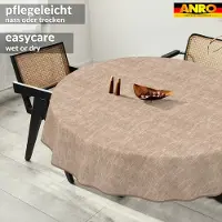 ANRO Tafelkleed Effen linnenlook Meerkleurig Rond Ø140cm Met sierband Afwasbaar Waterafstotend