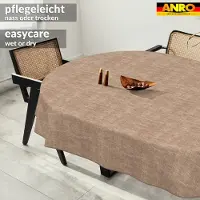 ANRO Tafelkleed Effen linnenlook Bruin Ovaal 200x140cm Met sierband Afwasbaar Waterafstotend