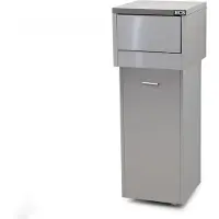 HCB - Prullenbak - verrijdbaar - 130 liter - RVS / INOX - vuilnisbak - prullebak - prullenmand - 47x47x127 cm (DxBxH) - 45 kg - 6383