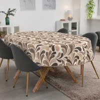 ANRO Tafelkleed Beige druppels Ovaal 260x140cm Met sierband Afwasbaar Waterafstotend Binnen & Buiten