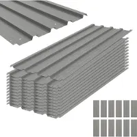 Outsunny Galvanized Steel Panels-Stahl-129L x 45B cm-Hellgrau