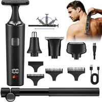 LONGZIMING - Elektrisch Rugscheerapparaat voor Mannen - 5-in-1 Bodytrimmer met Verlengbare Arm - Voor Rug, Gezicht, Kin, Armen en Schaamhaar - Wet & Dry - Grooming Set