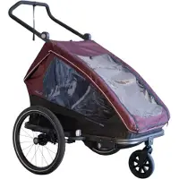 Xlc Duo T Fietskar 3-in-1 – Kinderfietskar, Buggy & Jogger – 2 Kinderen – Burgundy/Lilac – Incl. Buggywiel