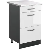 Vicco Keukenonderkast R-Line Wit Hoogglans/Antraciet 50 cm marmer werkblad, Model 69897