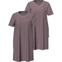 Ulla Popken - Dames - Bigshirts set van 2 ronde hals/V-hals korte mouw - Aarde - Maat 42+