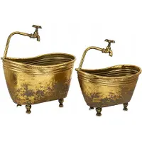 Artpol Set van 2 Gouden Metalen Vaas/Bloempot Covers - Stijlvolle Decoratie