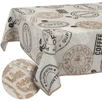 ANRO Tafelkleed Koffie Bruin 180x140cm Met sierband Afwasbaar Waterafstotend Binnen & Buiten