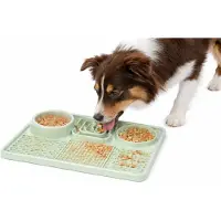 Flamingo Likmat hond - likmat kat - anti schrok likmat - Pengu Rechthoekig Lichtgroen - 2 in 1 silicone likmat met zuignappen - voor snacks en voeding - 30,5x20,5cm