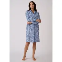 Damart - Slipdress van puur katoen flanel - Dames - Blauw - 50-52 (XL)