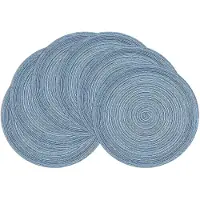 Snq Ronde Gevlochten Placemats - Set van 6 - Diameter 38 cm - Blauwgrijs - Voor Eettafel - Bruiloft en Feest
