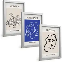 Tulup 4-Delige Schilderij Set - Posters in de moderne en abstracte stijl van Henri Matisse - 20 x 30 cm - Decoratieve Schilderijen - Wanddecoratie - Hal - Woonkamer Decoratie