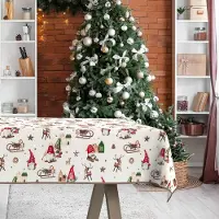 ANRO Tafelkleed Kerstkabouter Rood 130x90cm Met sierband Afwasbaar Waterafstotend Binnen & Buiten