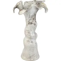 Ptmd Isidro Beige Ceramic Vase Wavy Flower Border