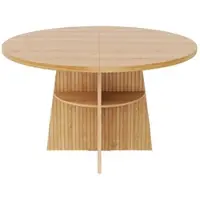 OKWISH Eettafel – Uitschuifbaar Rond – 110–150 x 110 x 77,5 cm – 2-8 Personen – Met Opbergplank – Modern – MDF Naturel