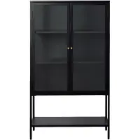 Nest of Nora Metalen vitrinekast Maja - met glazen deuren - 160 cm - Zwart