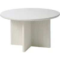 Nest of Nora Ronde salontafel Lona - 80 cm - Houten kruispoot met ribstructuur - Greige