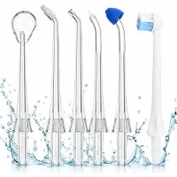 Dentect Opzetstukken Waterflosser – 6-in-1 Set – Inclusief Tongreiniger, Orthodontische Tip, Parodontale Tip, Opzetborstel & Precisietips – Compatibel met Waterflossers