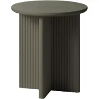 Nest of Nora Ronde houten bijzettafel Lona - met ribstructuur - Ø50x55 cm - Olijfgroen