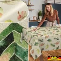 ANRO Tafelkleed Ornamenten Beige 140cm x 5m Rechte rand Afwasbaar Waterafstotend Binnen & Buiten