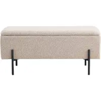 Nest of Nora Halbankje Yorra - Met opbergruimte 95x36.5x43 cm - Beige bouclé