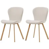 Nest of Nora Set van 2 - Eetkamerstoelen bekleed - Eikenlook poten - Beige
