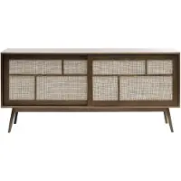 Nest of Nora Dressoir Enli - Met schuifdeuren en lade eikenfineer rotan 180 cm - Smoked-oak