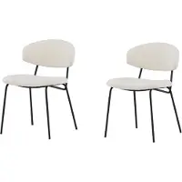 Nest of Nora Set van 2 - Eetkamerstoelen Menno boucle - Zwarte stalen poten - Wit