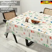 ANRO Tafelkleed Daphne bloemen Beige 180x140cm Met sierband Afwasbaar Waterafstotend Binnen & Buiten