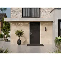 Vente-unique Massieve stalen voordeur, 207 cm hoog x 100 cm breed, antracietkleurige afwerking - 68 mm dik - rechtsdraaiend - AGUEDA